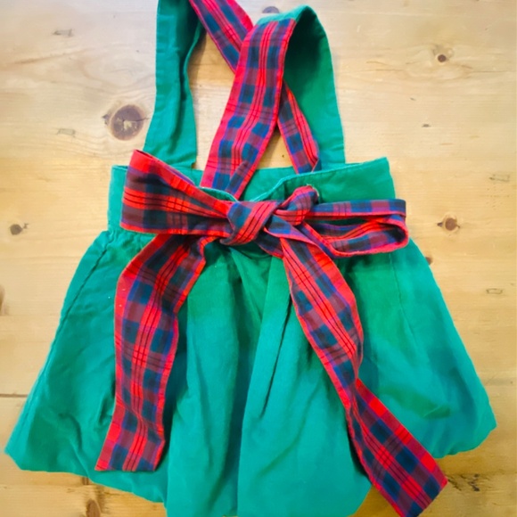 Beaufort Bonnet Company Holiday  Skirt – Green Corduroy with Plaid Stra - Picture 2 of 4